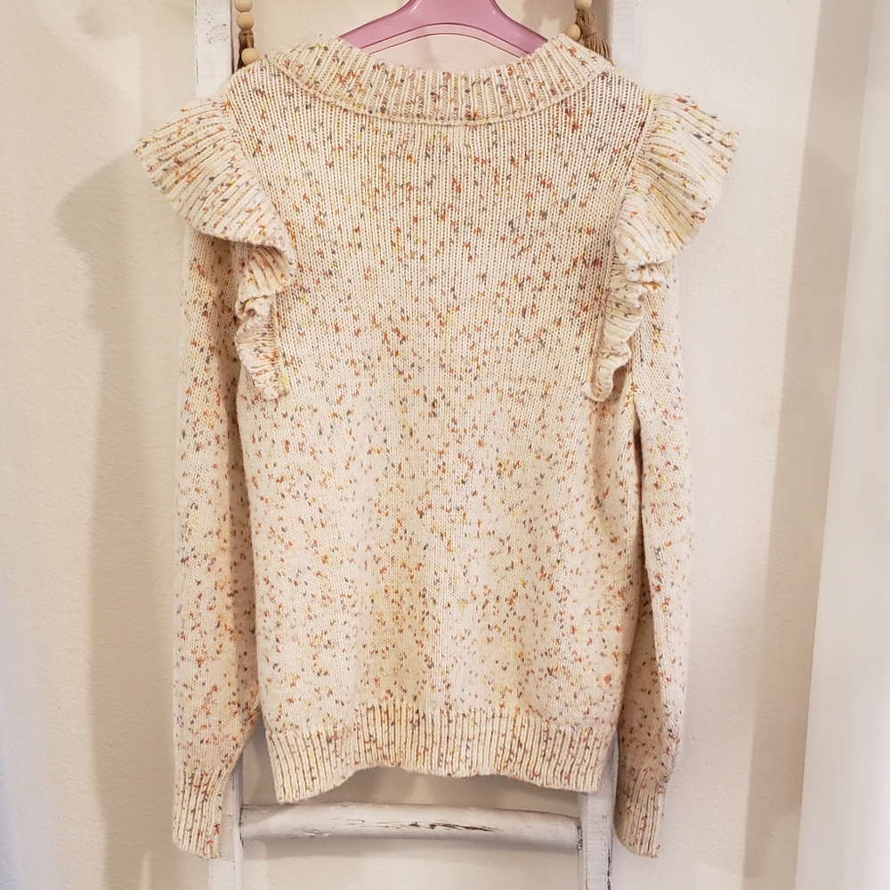 Universal Thread Cream Confetti Ruffle Sweater - Picture 3 of 6